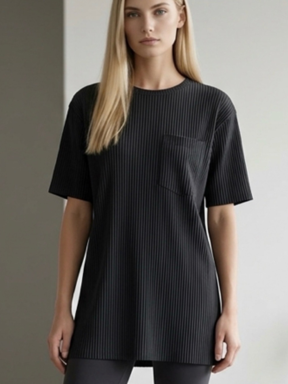 NWT Zara Black Ribbed Pleated Top Chest Pocket Size S - Picture 2 of 9